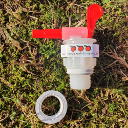 Tappehane med gevind og plastmtrik. Passer til 10 og 26 l. brygspand + plastvinballon