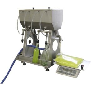 Flaske - og bag in box  pfyller, 4 haner, rustfri.