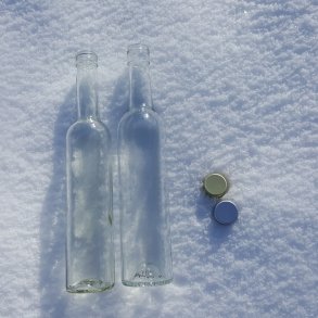 Glasflaske med lg, 96 stk. Mjd - Saft - Sirup, 500 ml., Pinta, m. skruelg