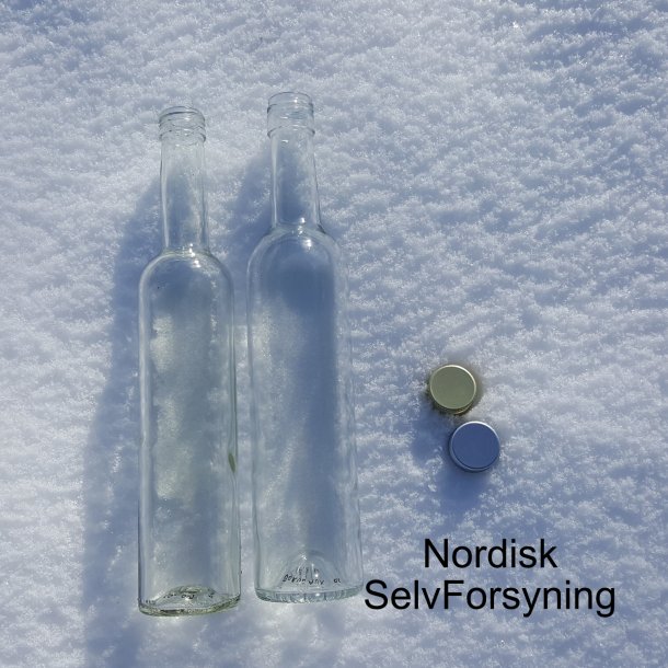 Glasflaske med lg, 96 stk. Mjd - Saft - Sirup, 500 ml., Pinta, m. skruelg