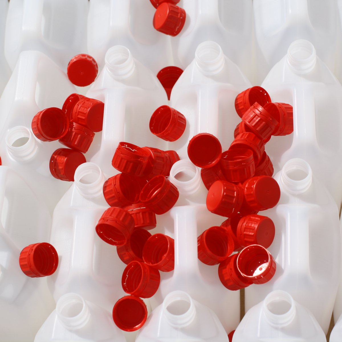 Plastdunke, 100 stk. 2,5 l. dunk inkl. rødt skruelåg - Plastdunke 2,5 ...