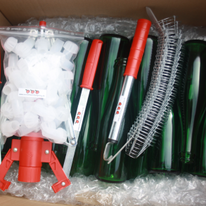 Komplet proppepakke Cider/ Mousserende m. 0,75 cl. champ.flasker, plastpropper, hnd-propapparat