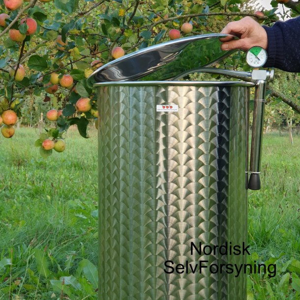 Tank i rustfritt stl p ben med flytelokk 100 l.