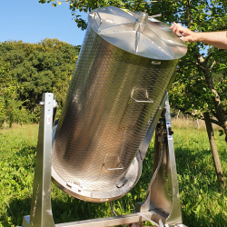 Hydropresse, 250 liter, komplet rustfri, p hjul, tiltbar 