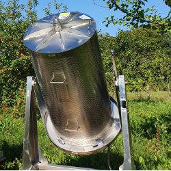 Hydropresse, 250 liter, komplet rustfri, p hjul, tiltbar 