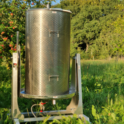 Hydropresse, 250 liter, komplet rustfri, p hjul, tiltbar 