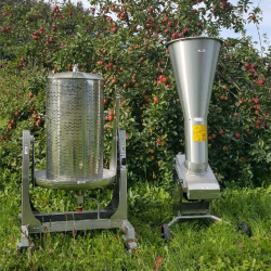 Mosteri. Hydropresse 80 l. Tilt + Elektrisk Frugtvrn 1000 kg/t