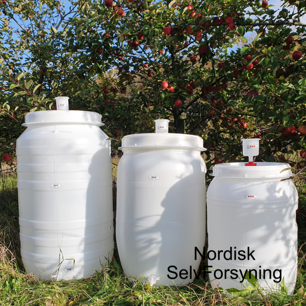 Plastfad 60 liter med hanke, tylle, grls og tappehane