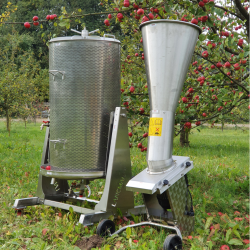 Mosteri. Hydropresse Tiltbar 250 l. + Elektrisk Frugtkvrn 1000 kg/t