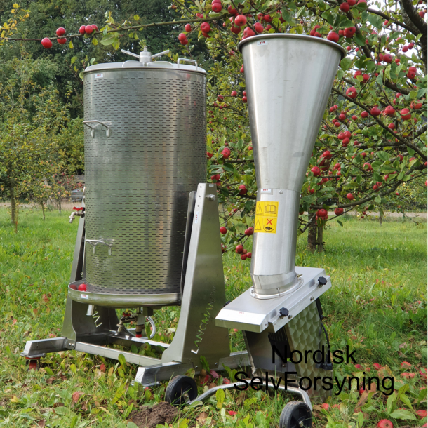 Mosteri Komplett. 250 l. Lancman Hydro Med Vipbar Kurv+Kvern 1000 kg/t