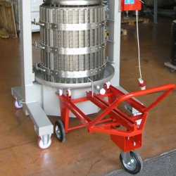 Elektrisk hydraulisk presse 330 l., kurv, pressplate og saftrenne rustfritt stl. Malet ramme.