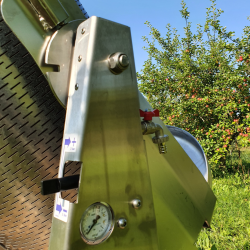 Hydropresse, 250 liter, komplet rustfri, p hjul, tiltbar 