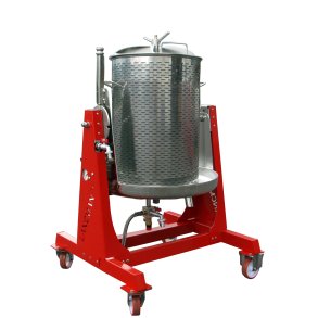 Hydropresse,  55 liter, st�l og malet ramme, p� hjul, tiltbar