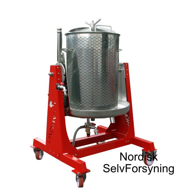 Hydropress, 55 liter, st�l og lakkert ramme, p� hjul, vippbar