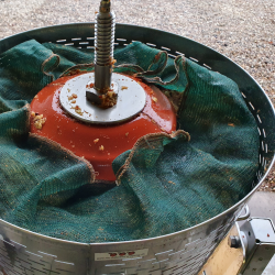 Hydropresse, 80 liter, komplett rustfri, p hjul, tiltbar 