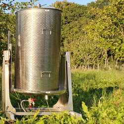 Hydropresse, 250 liter, komplet rustfri, p hjul, tiltbar 