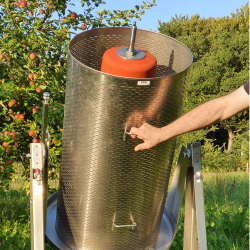 Hydropresse, 250 liter, komplet rustfri, p hjul, tiltbar 