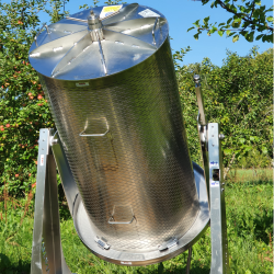 Hydropresse, 250 liter, komplet rustfri, p hjul, tiltbar 