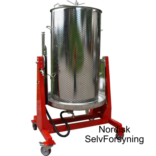 Hydropress, 250 liter, st�l og lakkert ramme, p� hjul, vippbar