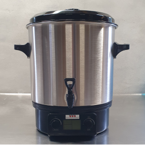 Pasteuriseringsapparat, 27 l. rustfri, med aftapningshane.