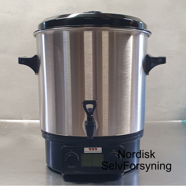 Pasteuriseringsapparat, 27 l. rustfri, med aftapningshane.