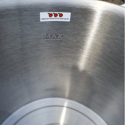 Pasteuriseringsapparat, 27 l. rustfri, med aftapningshane.