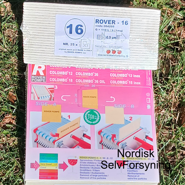 Pladefiltre Original Rover 16  - Pladefiltrering 20x20 25 stk.