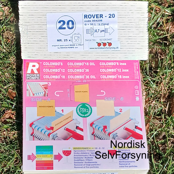 Pladefiltre Original Rover 20  - Pladefiltrering 20x20 25 stk.