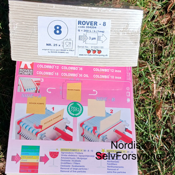 Pladefiltre Original Rover 8  - Pladefiltrering 20x20 25 stk.