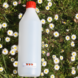 Plastikflaske 1 liters med rdt skruelg, 50 stk. 