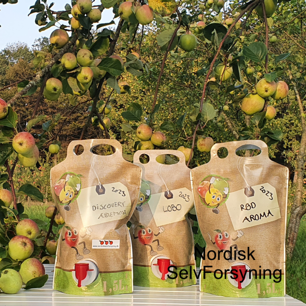 Pouch til eplemost, 1,5 l. med Eplemotiv, 20 stk.