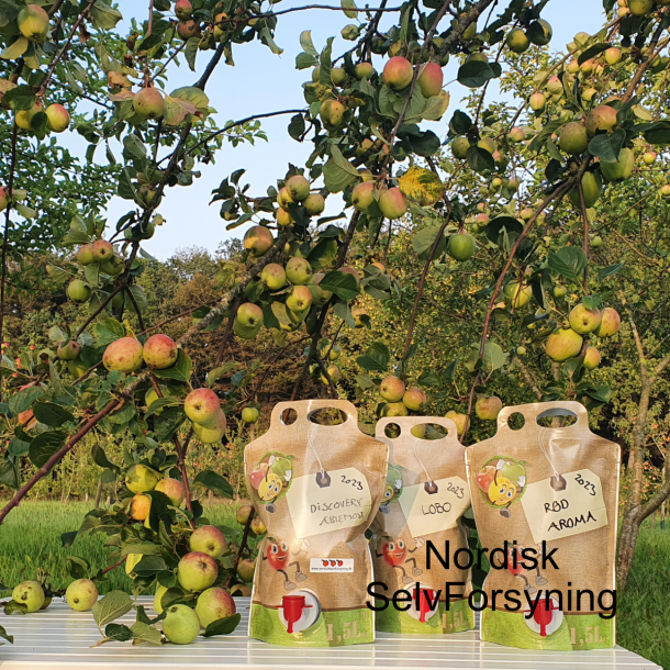 Pouch til eplemost, 1 l. med eplemotiv, 340 stk. 