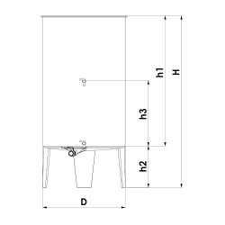 Flydelgstank 500 l. p ben, to haner + bundudlb