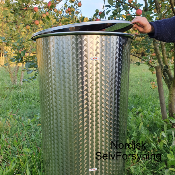 Rustfri tank med stvlg, 200 l.