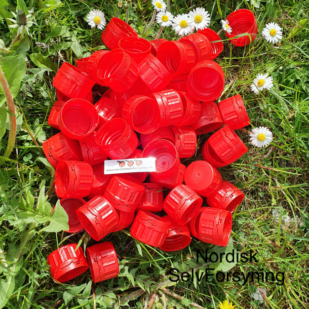 Plastemballage, 100 stk. skruelg, passer til  l., 1 l. og 2,5 l. plastdunke/flasker