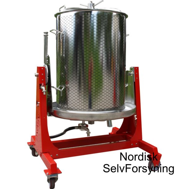 Hydropress, 170 liter, st�l og lakkert ramme, p� hjul, vippbar