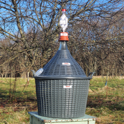 Vinballon 20 liter i kurv, m. htte og grrr