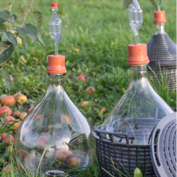 Vinballon 10 liter i kurv, m. htte og grrr