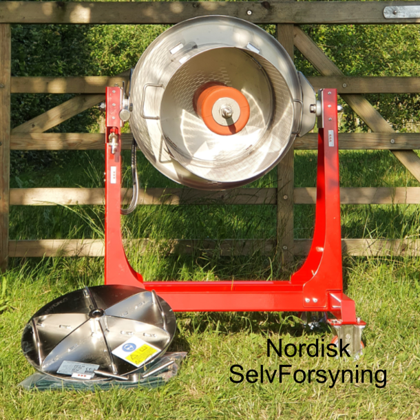 Hydropresse,  80 liter, st�l og malet ramme, p� hjul, tiltbar